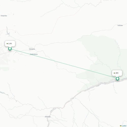 Mapa lotu bezpośredniego Lusaka – Mafuta
