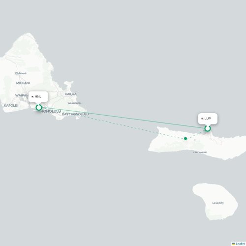 Mapa lotu bezpośredniego Kalaupapa – Honolulu