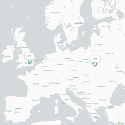 Mapa lotu bezpośredniego Lublin – Londyn