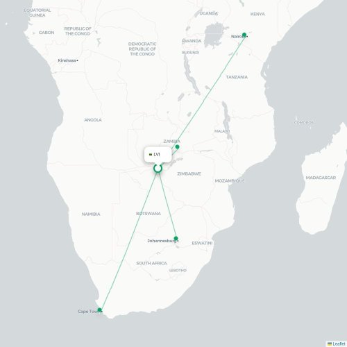 Route map Livingstone  LVI airport