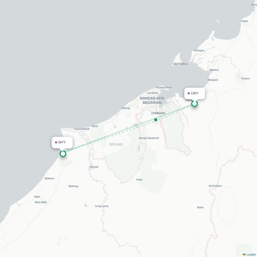 Mapa de vuelo directo Lawas - Miri