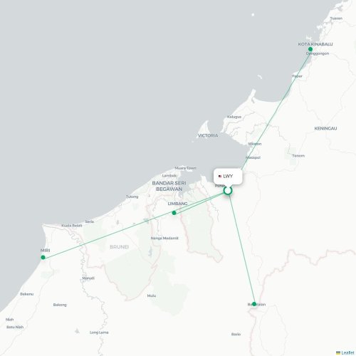 Mapa de vuelo directo Lawas - Bakalalan