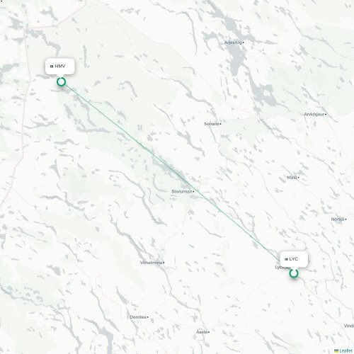 Lycksele - Hemavan karta över direktflyg