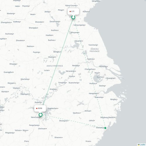 Mapa lotu bezpośredniego Linyi – Nanchang