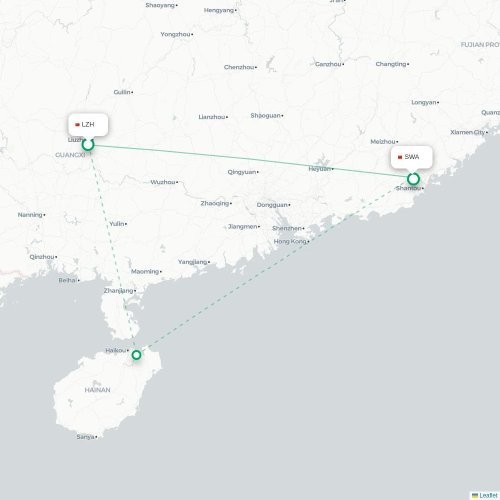 Mapa lotu bezpośredniego Liuzhou – Jieyang