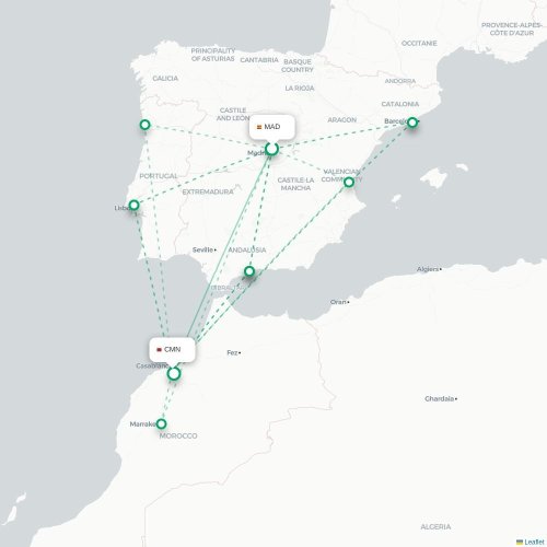 Madrid - Casablanca carte du vol direct