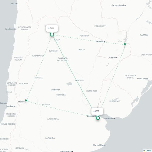 Mapa lotu bezpośredniego Madryt – Buenos Aires