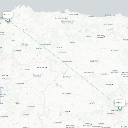 Madrid - La Corogne carte du vol direct