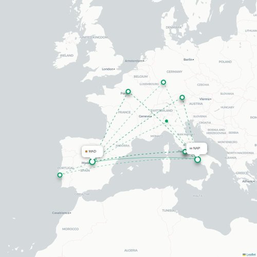 Madrid - Naples carte du vol direct