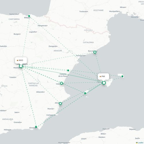 Madrid - Palma de Majorque carte du vol direct