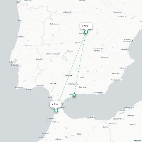 Madrid - Tanger carte du vol direct
