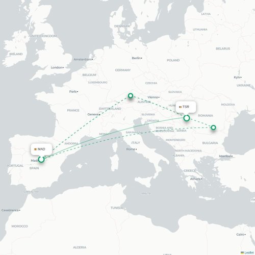 Madrid - Timisoara kort over direkte fly