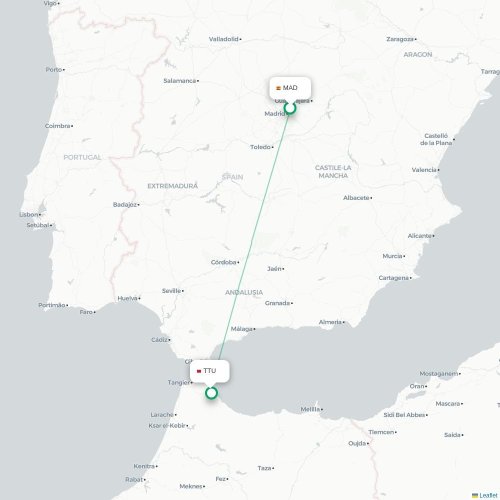 Madrid - Tétouan carte du vol direct