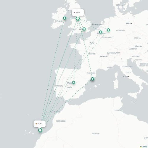 Manchester - Arrecife carte du vol direct