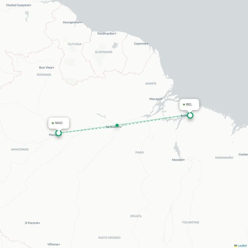 Manaus - Belém carte du vol direct