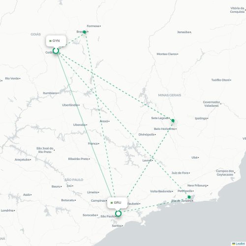 Manaus - Sao Paulo karta över direktflyg