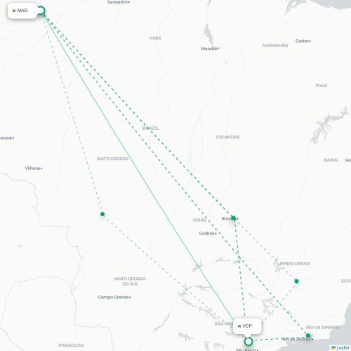 Manaus - Campinas karta över direktflyg