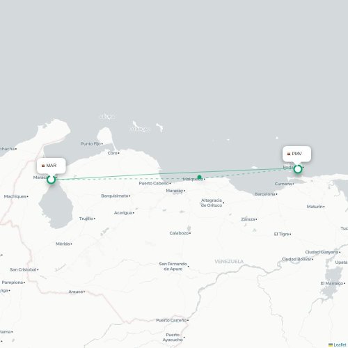 Mapa lotu bezpośredniego Maracaibo – Porlamar
