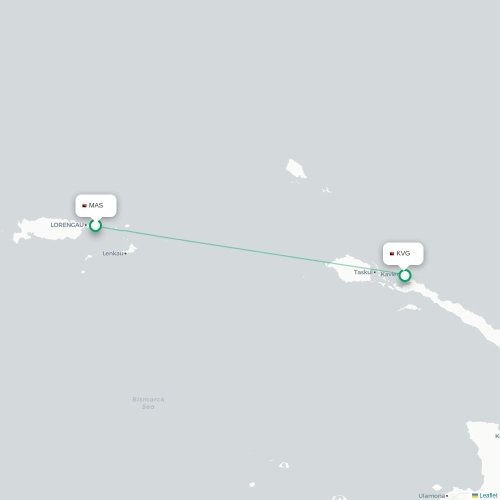 Mapa de vuelo directo Momote - Kavieng