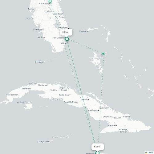 Mapa de vuelo directo Bahía Montego - Fort Lauderdale