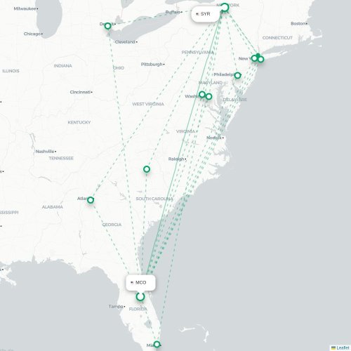 Mapa lotu bezpośredniego Orlando – Syracuse