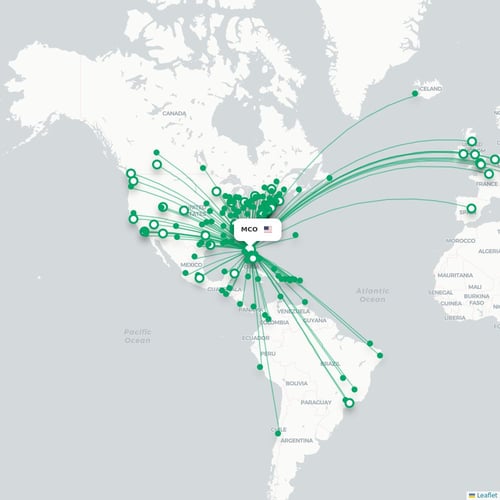 MCO routes and destination map