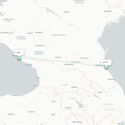 Mapa de vuelo directo Makhachkala - Sochi