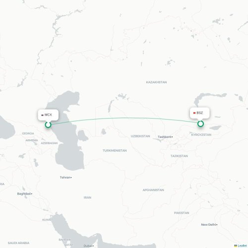 Mapa de vuelo directo Makhachkala - Biskek