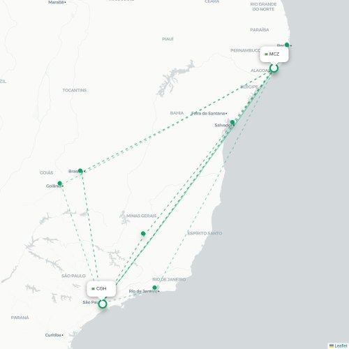 Mapa lotu bezpośredniego Maceió – São Paulo