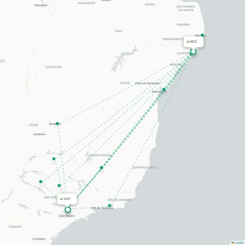 Mapa lotu bezpośredniego Maceió – São Paulo
