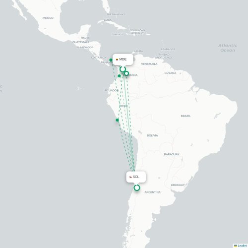 Medellín - Santiago carte du vol direct