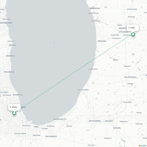 Chicago - Grand Rapids karta över direktflyg