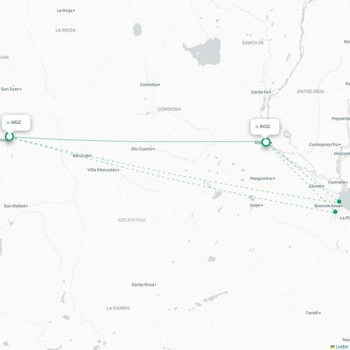Mapa lotu bezpośredniego Mendoza – Rosario