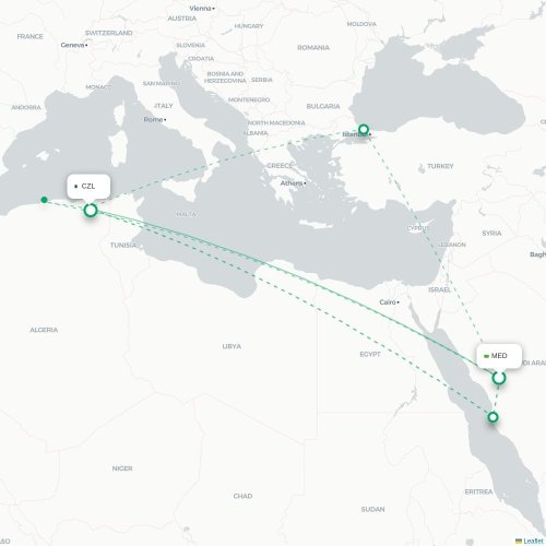 Médine - Constantine carte du vol direct