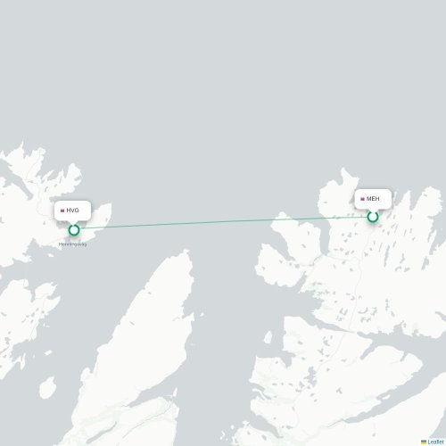 Mapa de vuelo directo Mehamn - Honningsvag