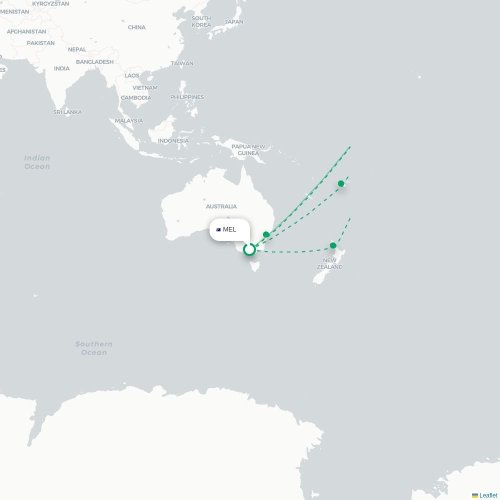 Mapa lotu bezpośredniego Melbourne – Honolulu