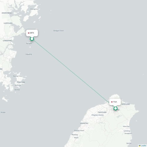 Mapa lotu bezpośredniego Beigan Township – Tajpej