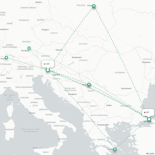 Mogadishu - Istanbul karta över direktflyg
