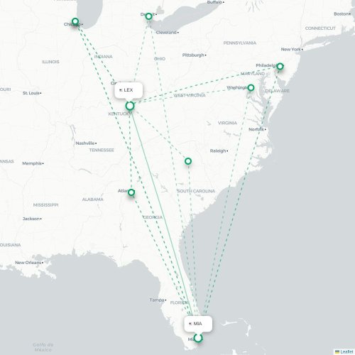 Miami - Lexington carte du vol direct