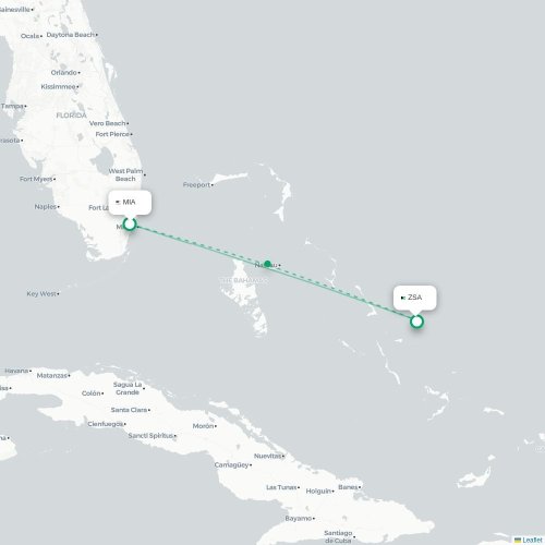 Mapa lotu bezpośredniego Miami – Cockburn Town