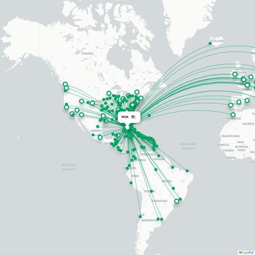 MIA routes and destination map