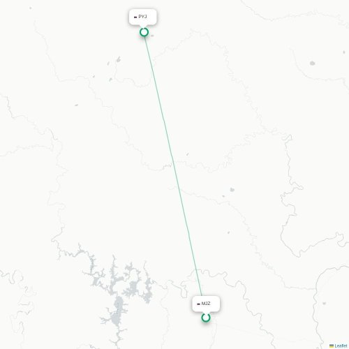 Mirny - Polyarnyj kaart van rechtstreekse vlucht