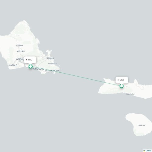 Mapa lotu bezpośredniego Hoolehua – Honolulu