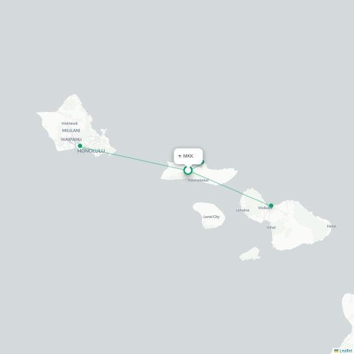 Mapa lotu bezpośredniego Hoolehua – Kalaupapa