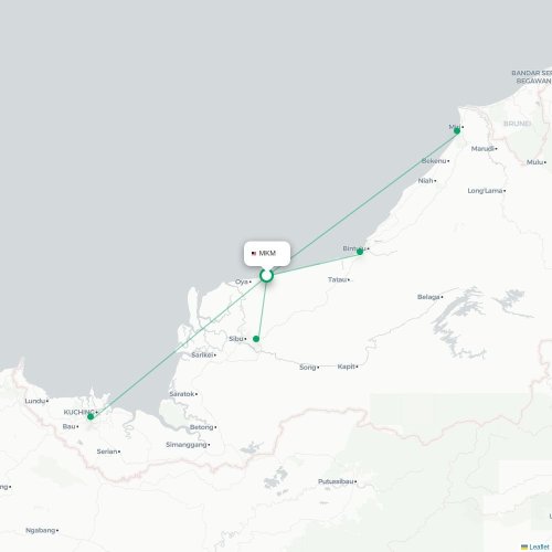 Mapa de vuelo directo Mukah - Sibu