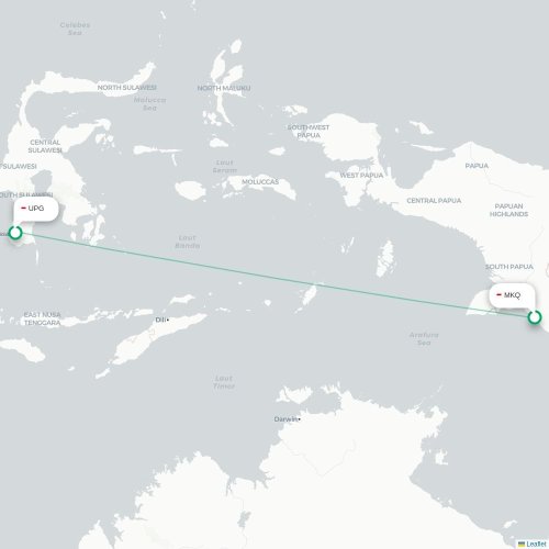 Mapa lotu bezpośredniego Merauke – Makasar