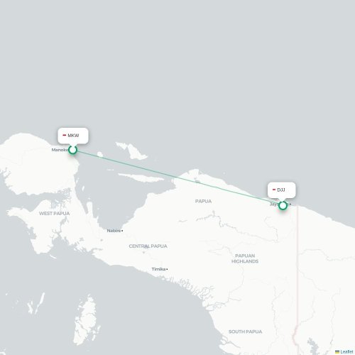 Mapa lotu bezpośredniego Manokwari – Jayapura