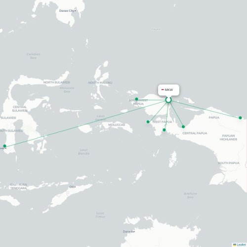 Mapa lotu bezpośredniego Manokwari – Sorong