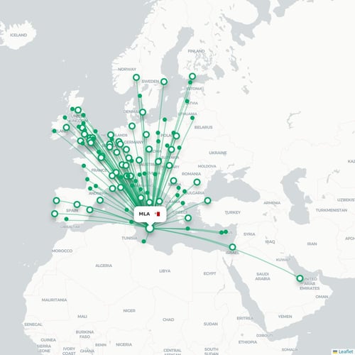MLA routes and destination map