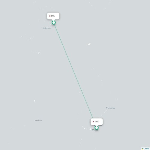 Mapa de vuelo directo Malé - Dharavandhoo